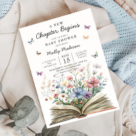 Invitación A New Chapter Begins Wildflower Baby Shower