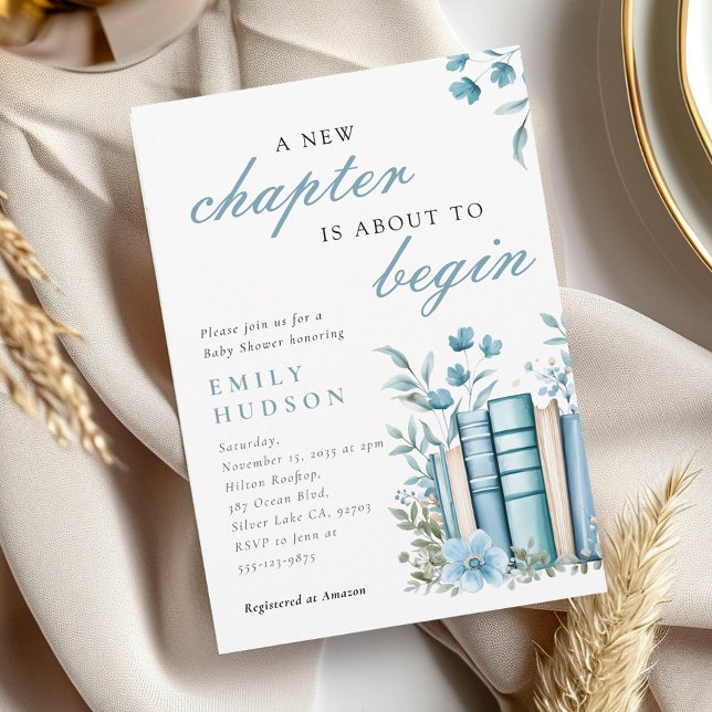 Invitación A New Chapter Blue Baby Shower (Subido por el creador)