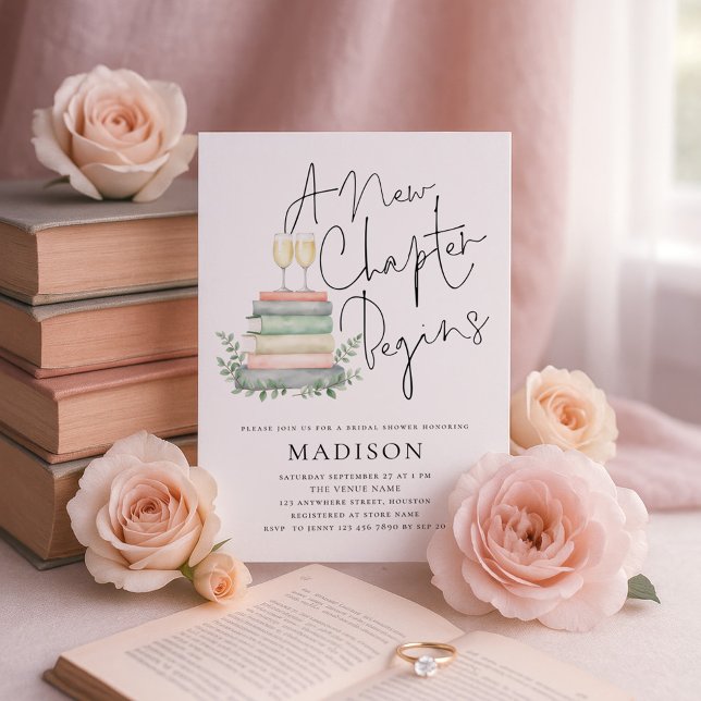 Invitación A New Chapter Books Bubbly Bridal Shower (Subido por el creador)