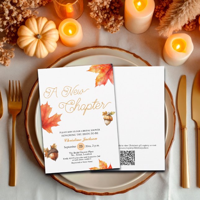 Invitación A New Chapter Maple Tree Leaves Bridal Shower  (Subido por el creador)
