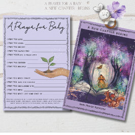 Invitación A New Chapter Storybook Forest Baby Prayer Card