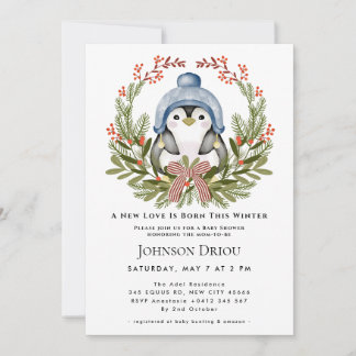 Invitación A New Love Is Born This Winter Winter Penguin Baby