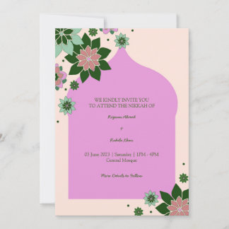 Invitación a Nikkah, de tipo floral contemporáneo 