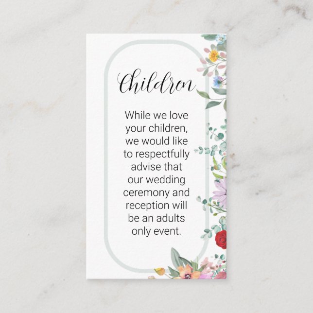 Invitación a niños Bodas de flores silvestres Inse (Anverso)