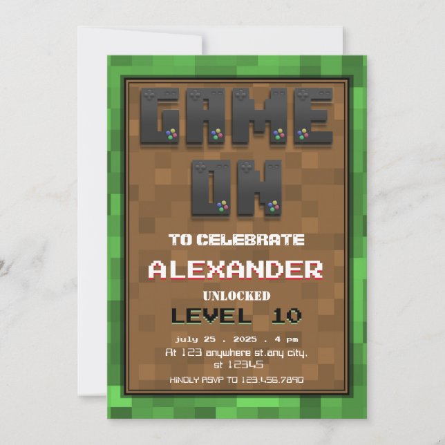 Invitación a nivel de jugador de cumpleaños (Anverso)