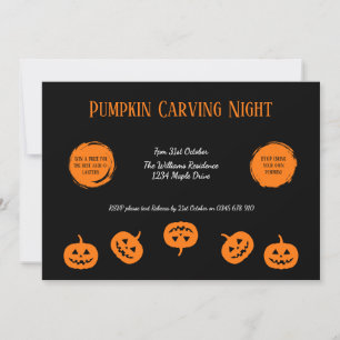 Invitación a Noche de Calabaza Talla Negra y Naran