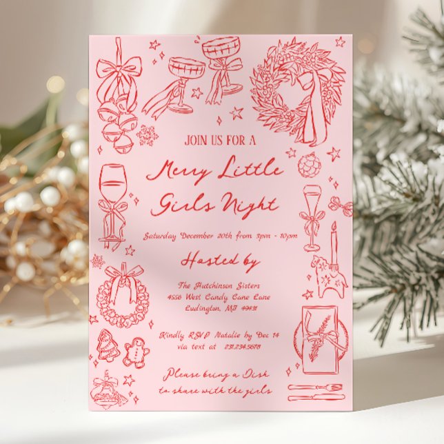 Invitación a Noche de Chicas de Navidad (Christmas Girls Night Invitation)
