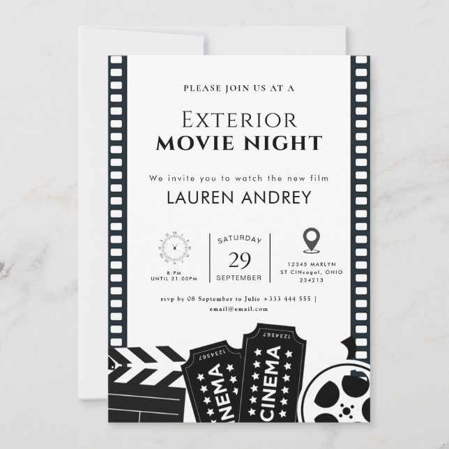 Invitación a Noche de Cine al Aire Libre (Anverso)