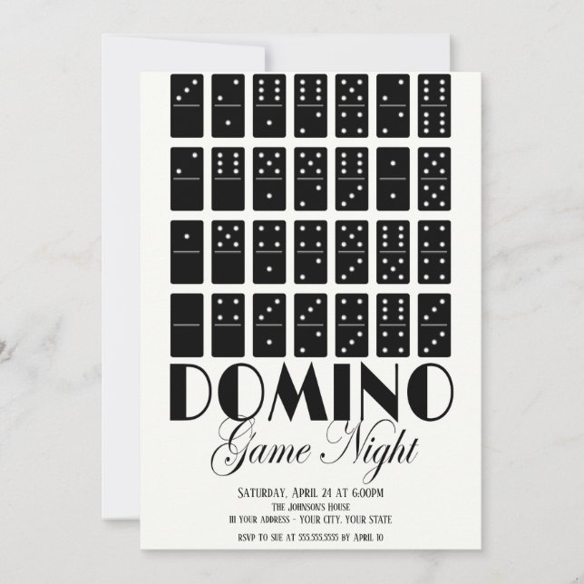 Invitación a Noche de Juego de Dominó (Anverso)