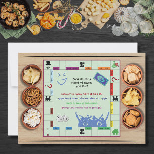Invitación a Noche de Juegos de Mesa Divertidos y