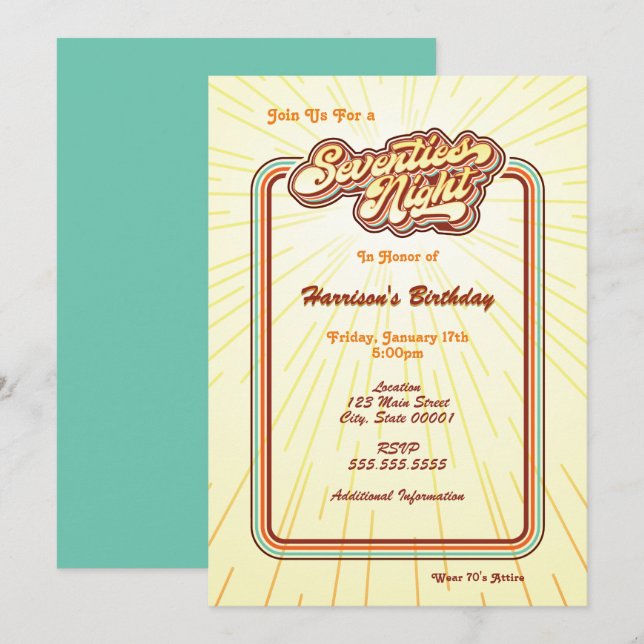 Invitación a Noche de los Setenta (Anverso / Reverso)