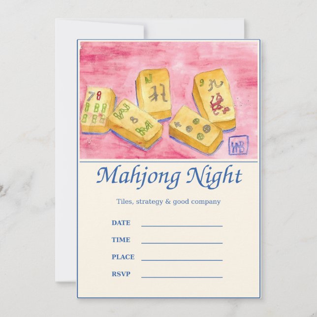 Invitación a Noche de Mahjong (Anverso)