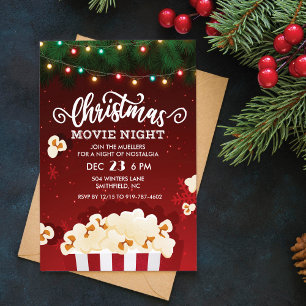 Invitación a Noche de Películas de Navidad
