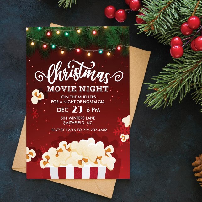 Invitación a Noche de Películas de Navidad (Subido por el creador)