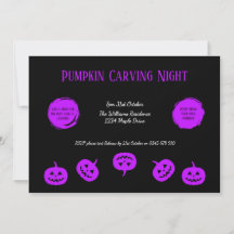 Invitación a Noche de Tallado de Calabaza Negra y 