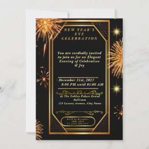 Invitación a Nochevieja de Art Deco