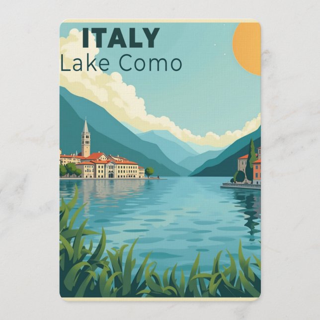 Invitación A Nostalgic Classic Travel Poster – Italy Lake Com (Anverso)