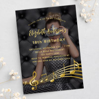 Invitación a notas de oro de la foto de la fiesta 