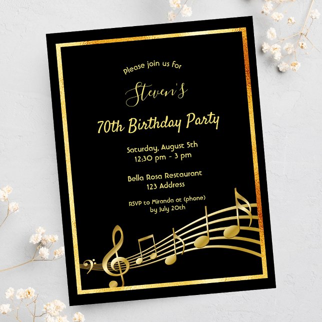 Invitación a notas de oro negro en 70 años (Subido por el creador)