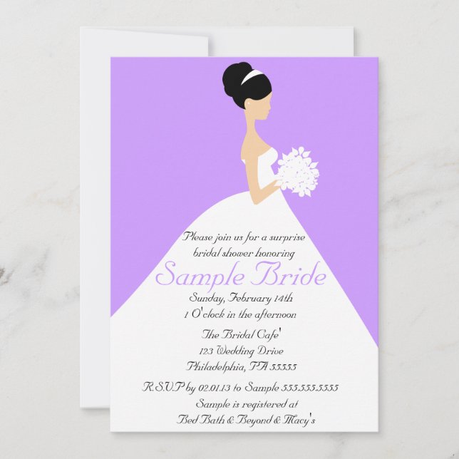 Invitación a novias con cabellera negra (Anverso)
