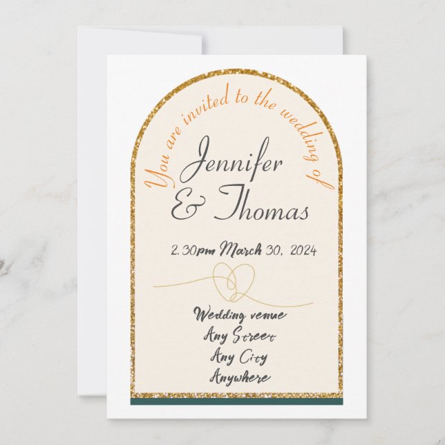 Invitación a nuestra boda/borde dorado  (Anverso)