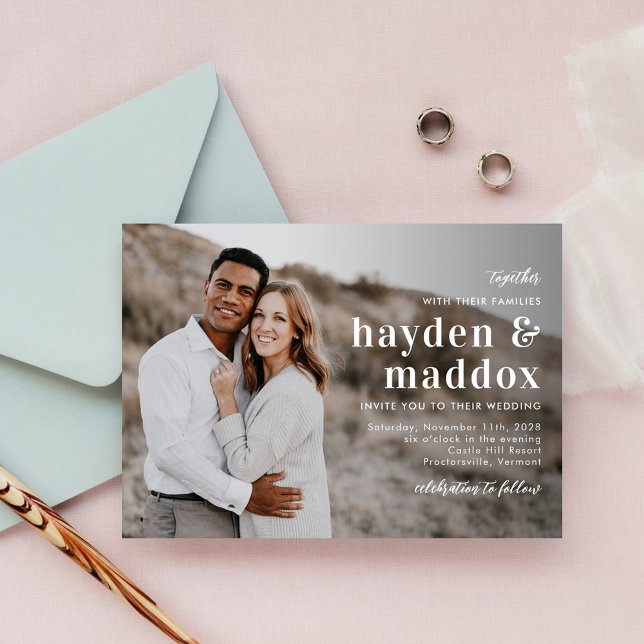 Invitación a nuestra simple y elegante boda fotogr (Subido por el creador)