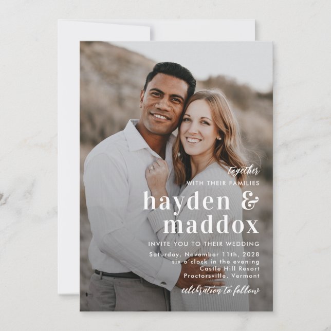 Invitación a nuestra simple y elegante boda fotogr (Anverso)