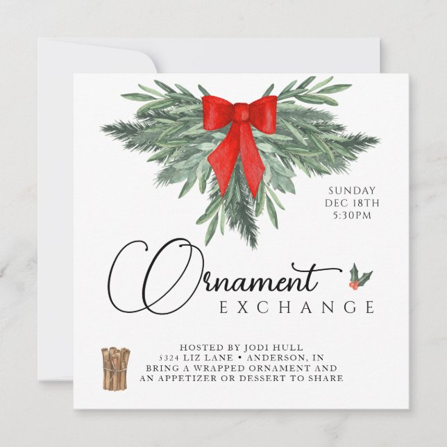 Invitación a Ornament Exchange editable (Anverso)