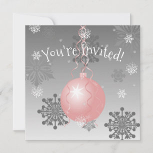 Invitación a ornamento de Navidad Rosa Fancy
