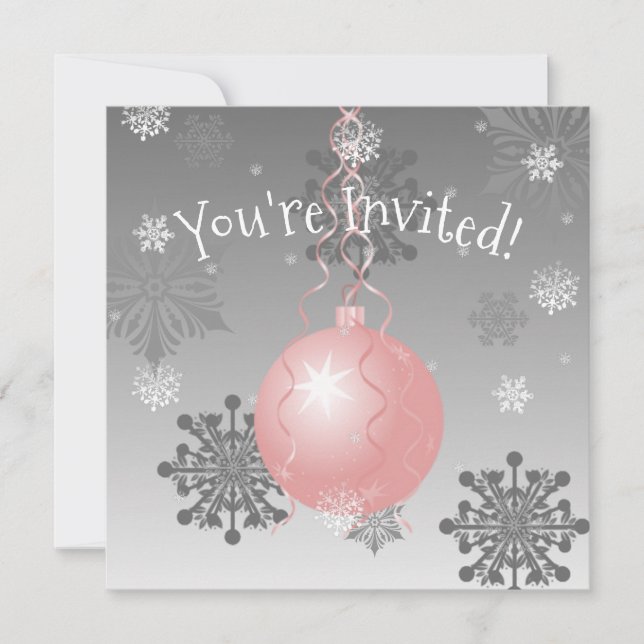 Invitación a ornamento de Navidad Rosa Fancy (Anverso)