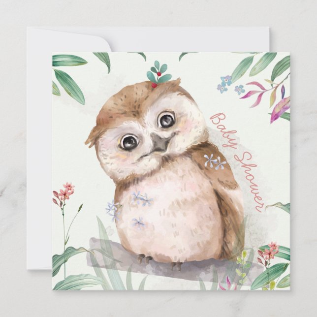 Invitación a Owl Baby Shower (Anverso)