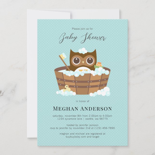 Invitación a Owl Baby Shower (Anverso)
