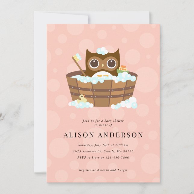 Invitación a Owl Baby Shower (Anverso)