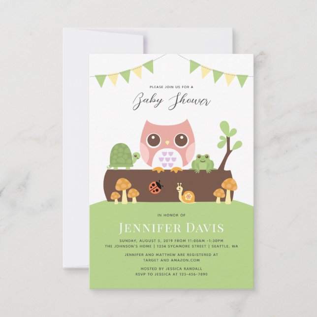 Invitación a Owl Baby Shower (Anverso)
