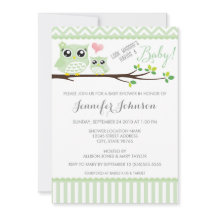 Invitación a Owl Baby Shower | Chevron verde