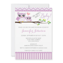 Invitación a Owl Baby Shower | Púrpura Chevron | C