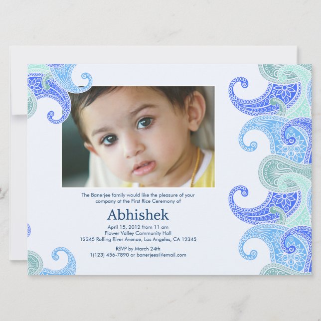 Invitación a Paisley Annaprashan (primer arroz) (Anverso)
