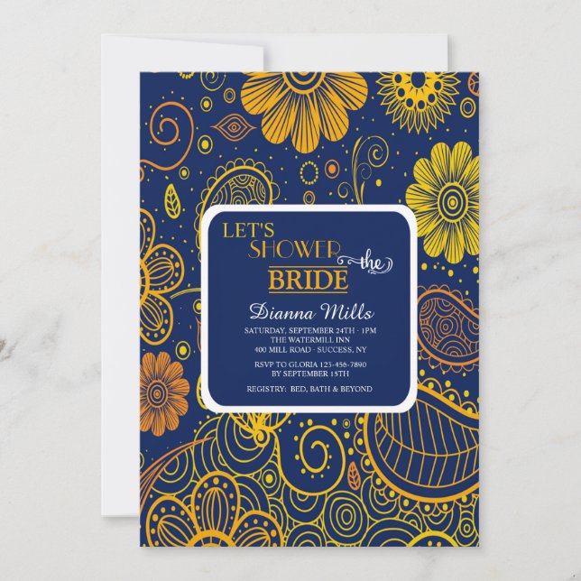 Invitación a Paisley y Flores (Anverso)