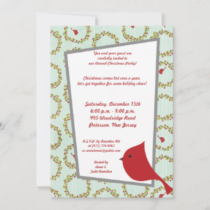 Invitación a pájaro de los Navidades cardinales 5x