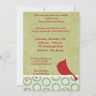 Invitación a pájaro de los Navidades cardinales 5x