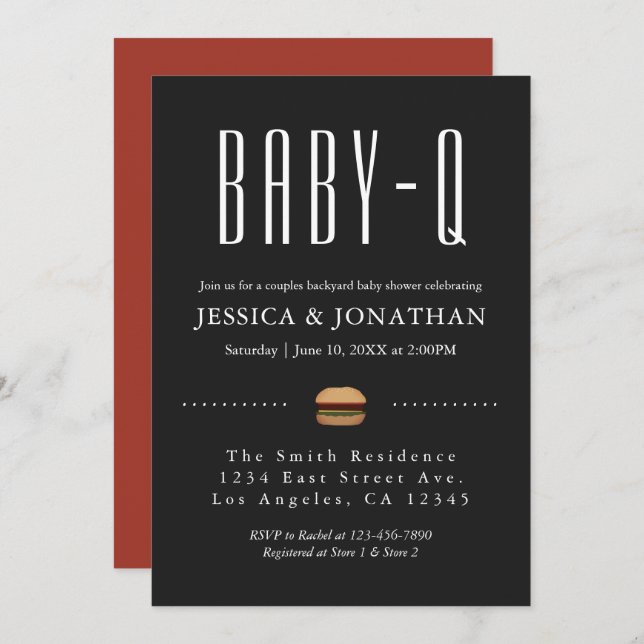 Invitación a Parejas Baby Shower BBQ BBQ (Anverso / Reverso)
