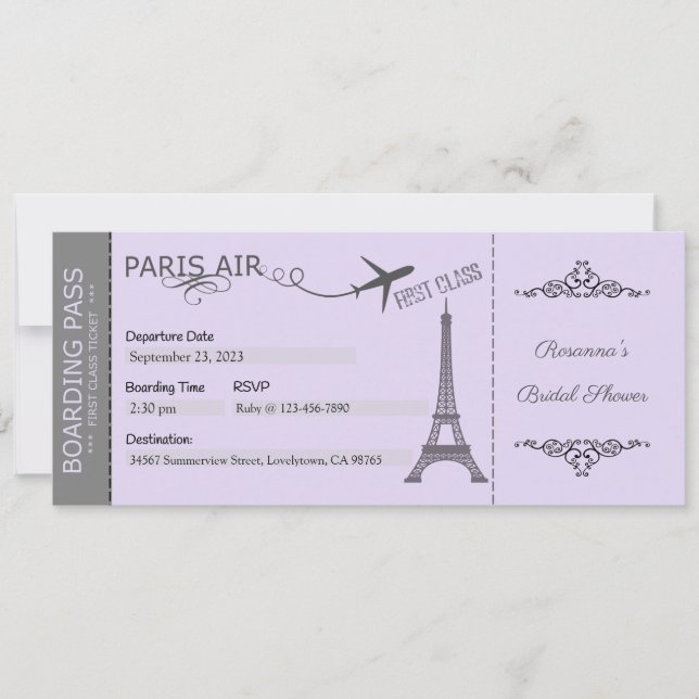 Invitación a París, Fiesta con tema de París, Cump (Anverso)