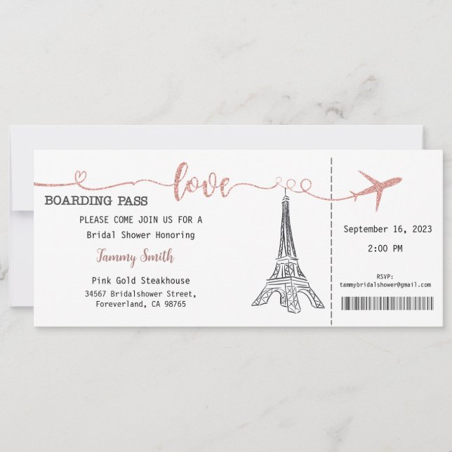 Invitación a París, Invitación a la ducha de novia (Anverso)