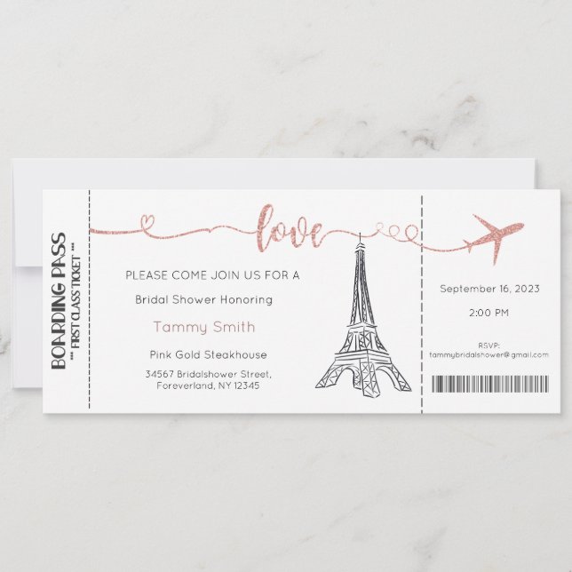Invitación a París, Invitación a la ducha de novia (Anverso)