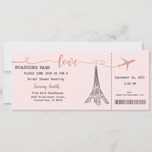 Invitación a París, Invitación a la ducha de novia (Anverso)