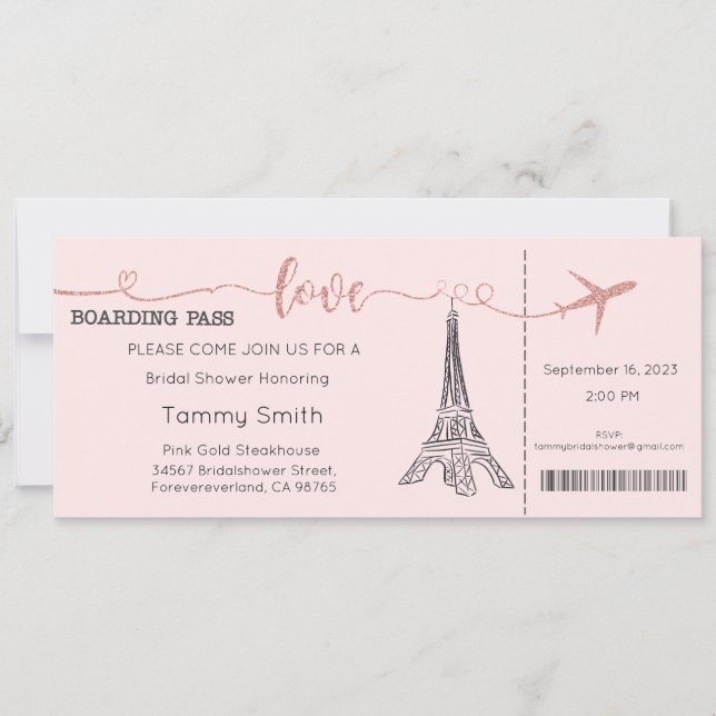 Invitación a París, Invitación a la ducha de novia (Anverso)