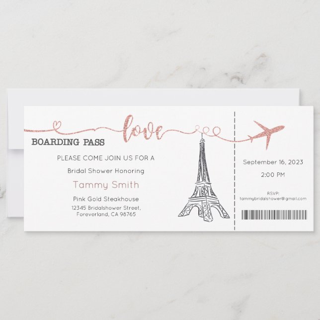 Invitación a París, Invitación a la ducha de novia (Anverso)