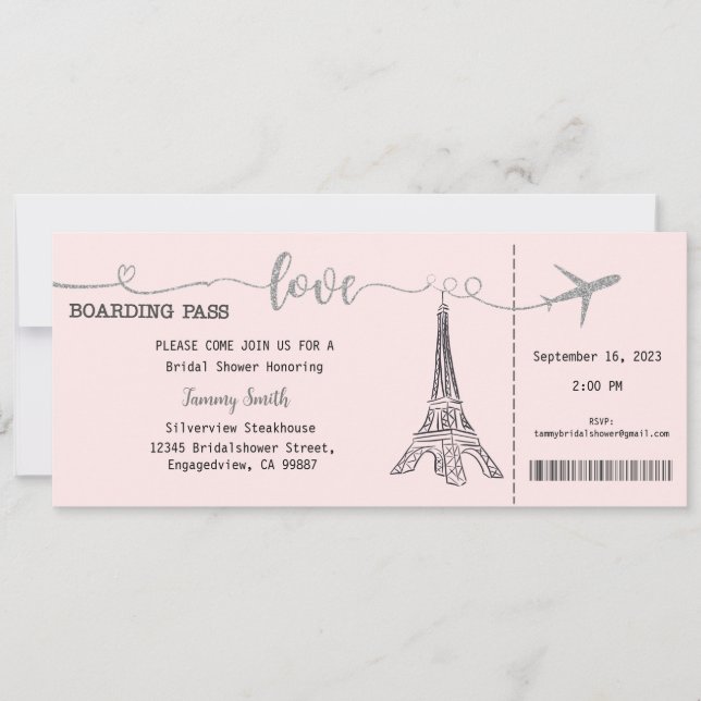 Invitación a París, Invitación a la ducha de novia (Anverso)