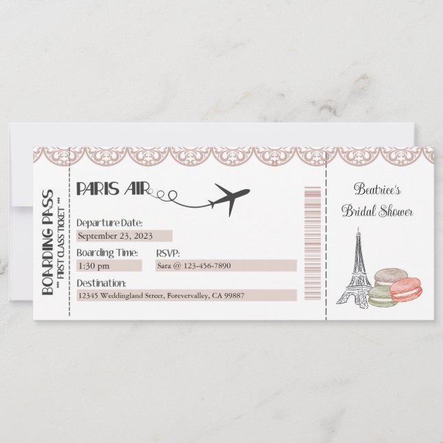 Invitación a París, invitación a la fiesta temátic (Anverso)