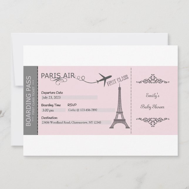 Invitación a París, Invitación con tema de París,  (Anverso)